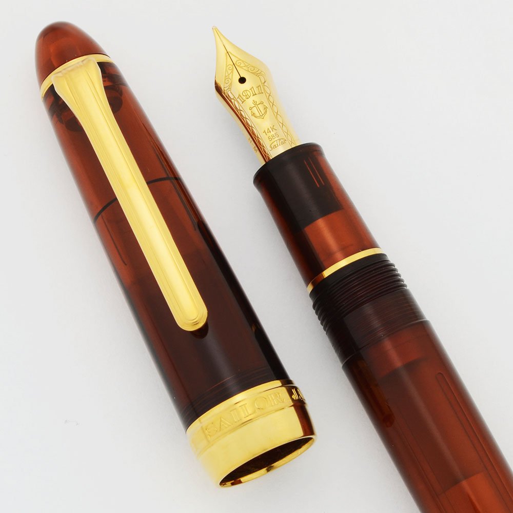 Sailor 1911 Brown Demonstrator Fountain Pen - Standard Size, Gold